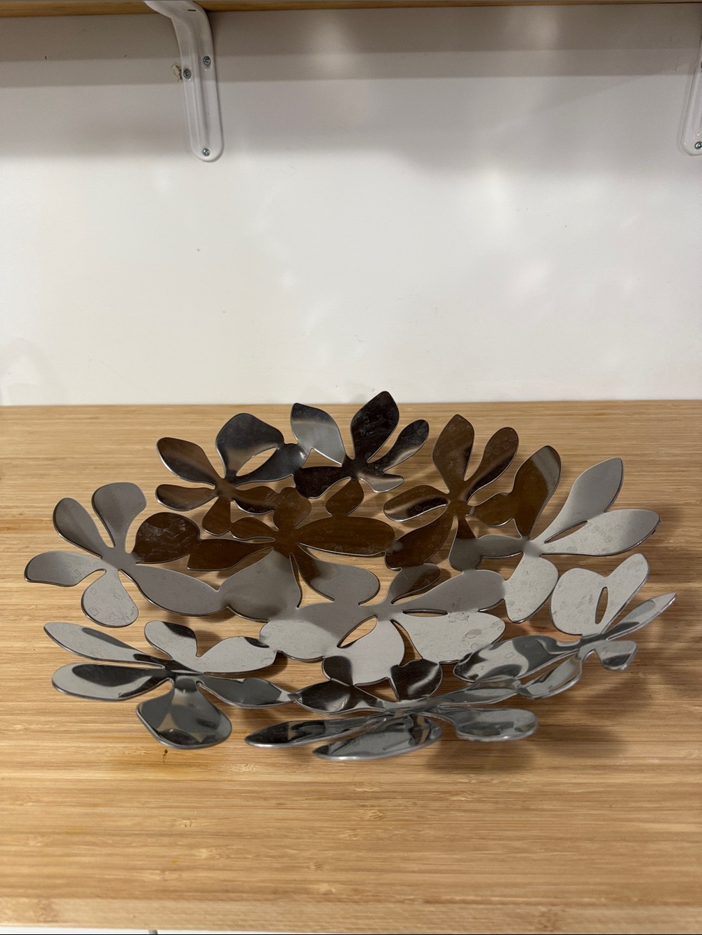 IKEA Stainless Silver Cutout Leaf Decorative Bowl